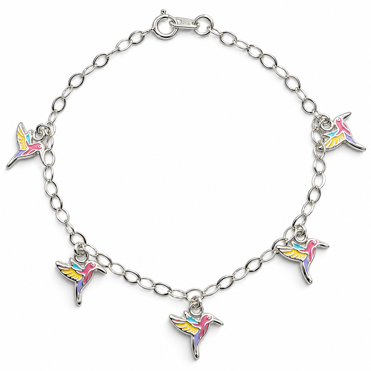 Pulsera Colibri Multicolor Plata Ley 925