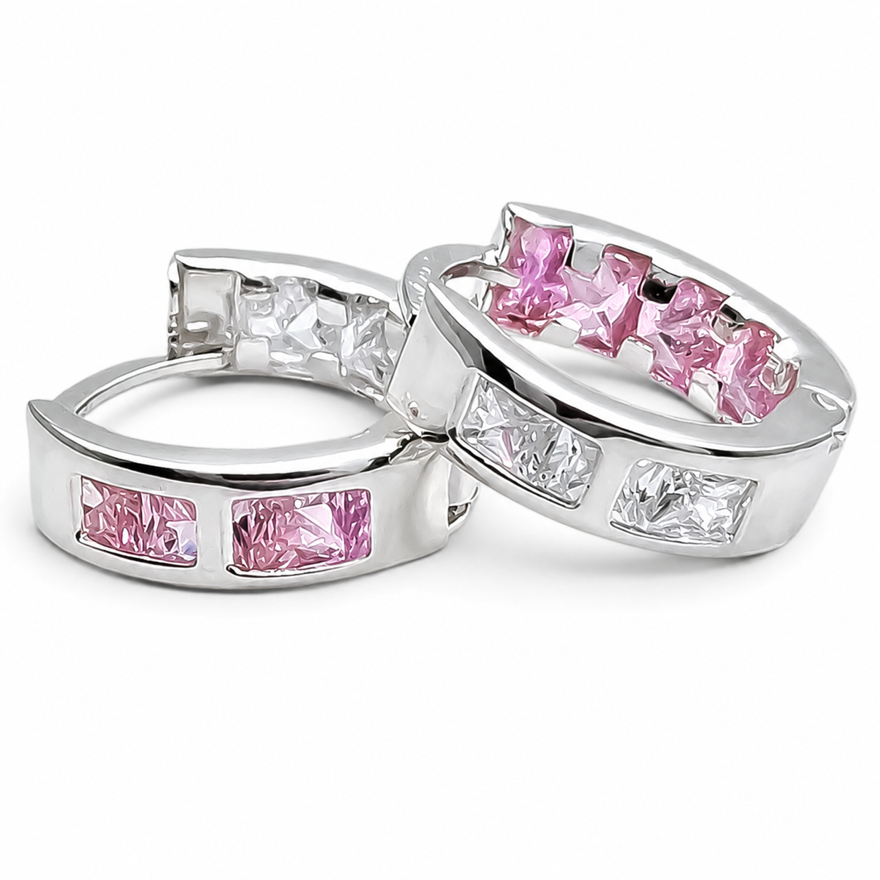 Hugguies Zirconia Rosa Plata Ley 925