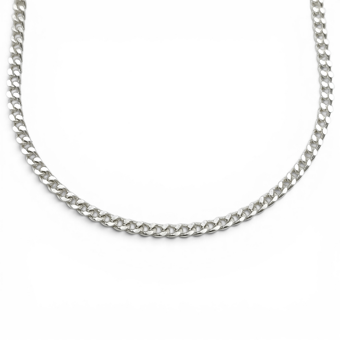 Cadena Cubana Lisa 2mm Plata Ley 925