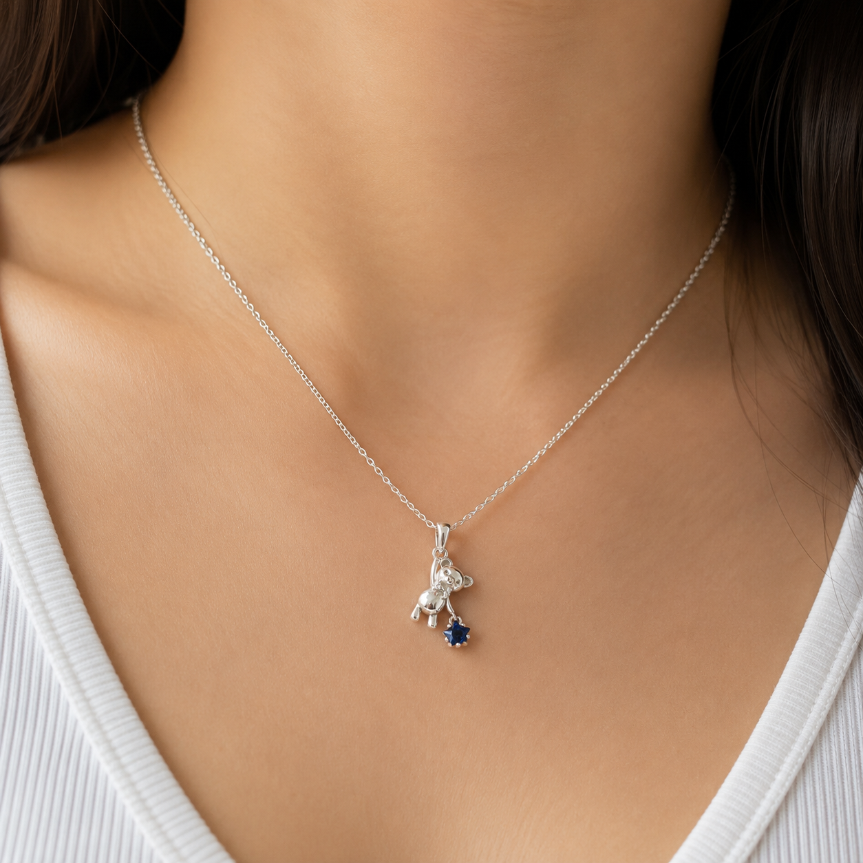 Dije Osito Azul Plata Ley 925