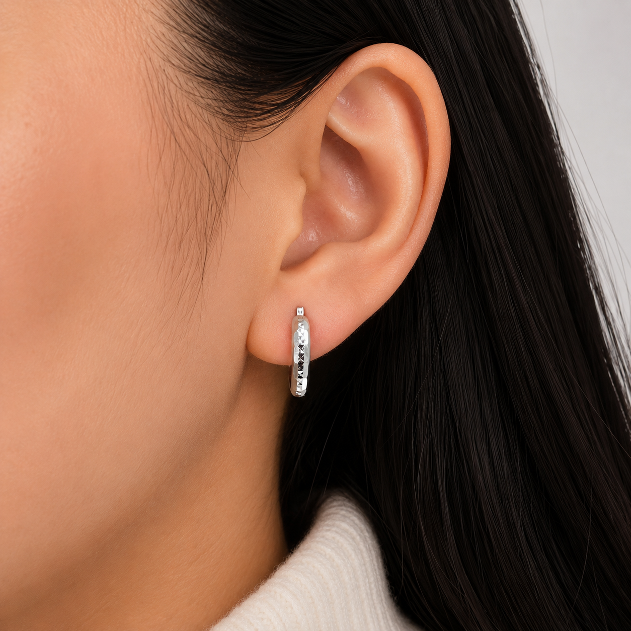Arracada Diamantada Plata Ley 925