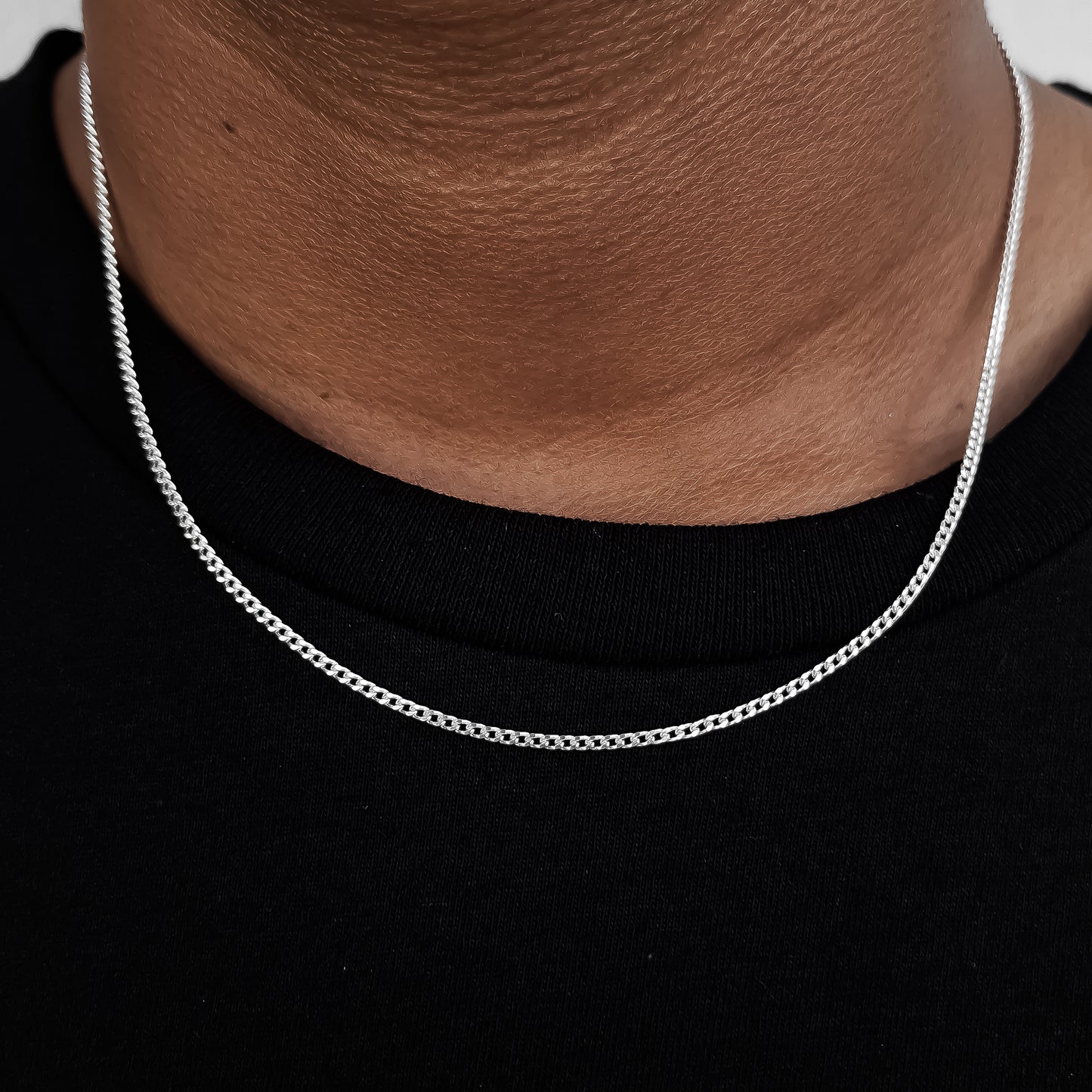 Cadena Cubana Lisa 2mm Plata Ley 925