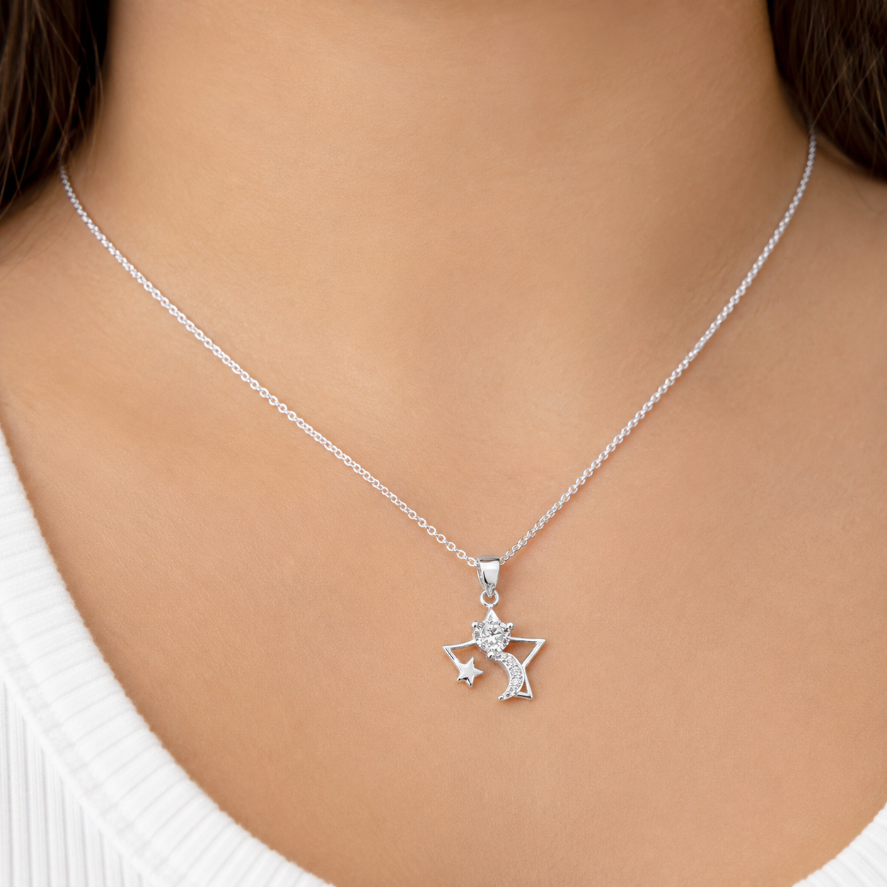 Dije Estrella Blanca Plata Ley 925