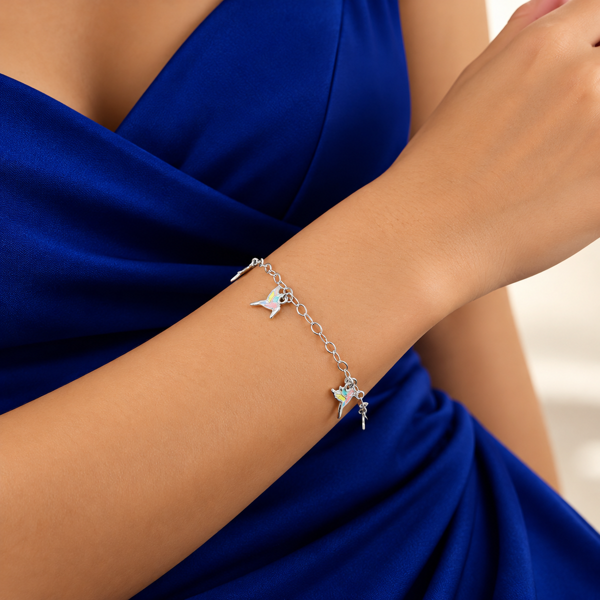 Pulsera Colibri Multicolor Plata Ley 925