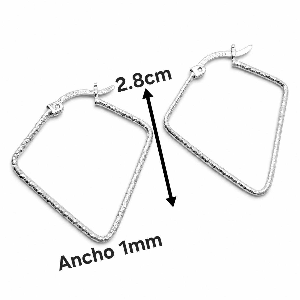 Arracada Tipo Cuadro Plata Ley 925