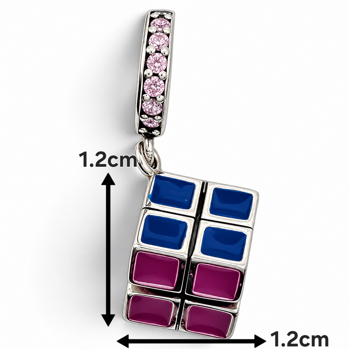 Charm Cubo Rubik Zirconia Plata Ley 925