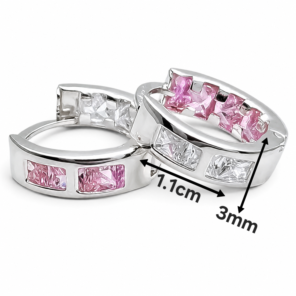 Hugguies Zirconia Rosa Plata Ley 925
