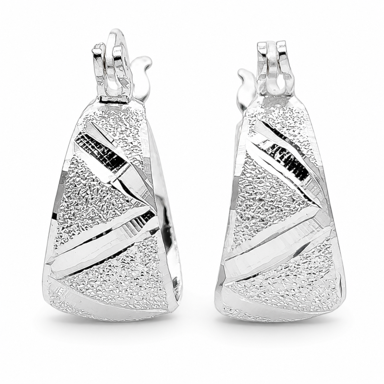 Arracada Ancha Diamantada Plata Ley 925