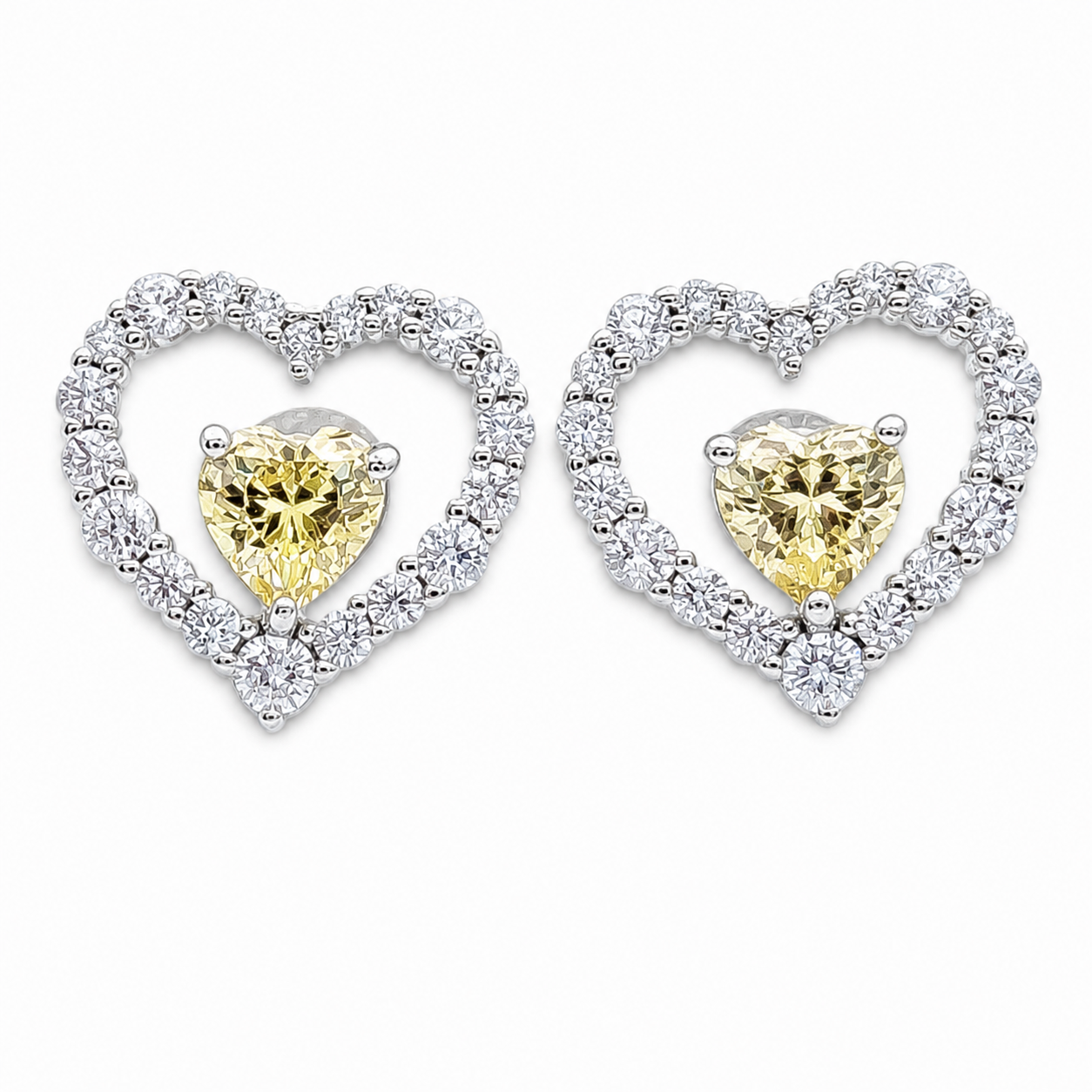 Arete Corazon Amarillo Plata Ley 925