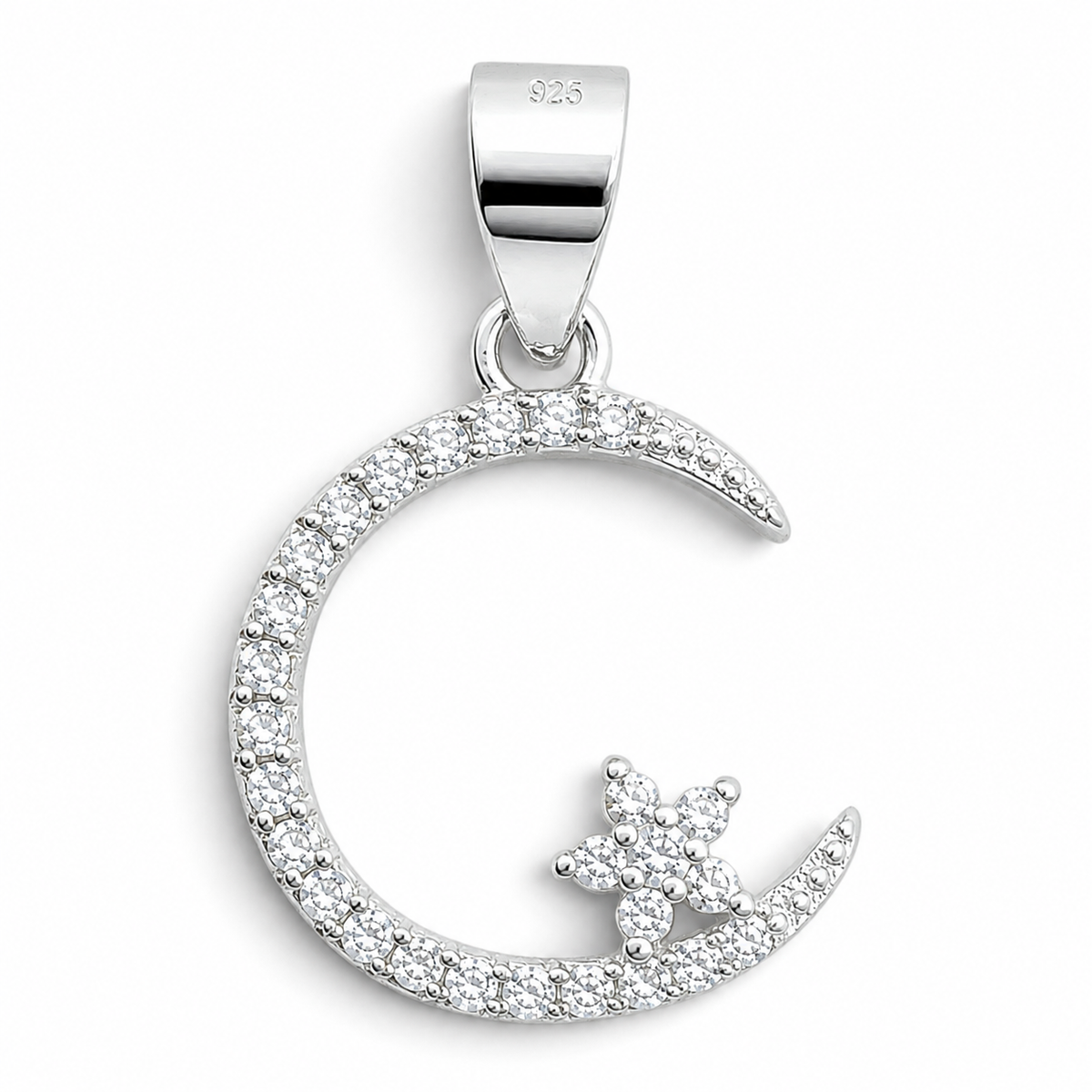 Dije Luna Estrellita Blanco Plata Ley 925