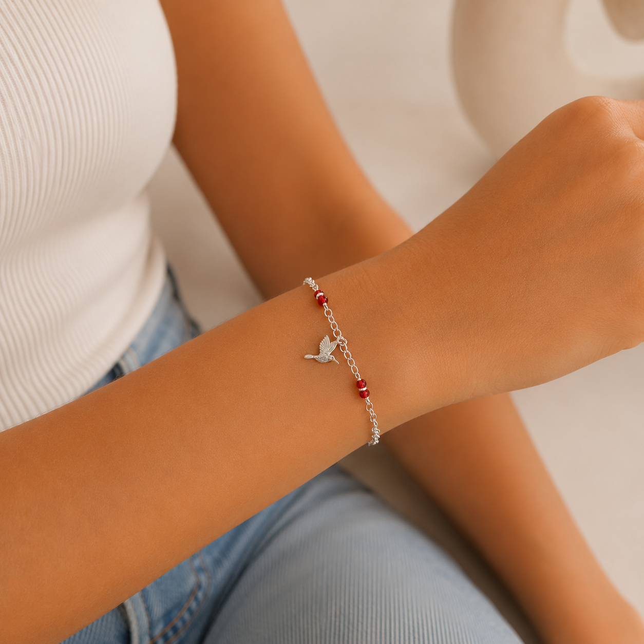 Pulsera Colibri Plata Ley 925