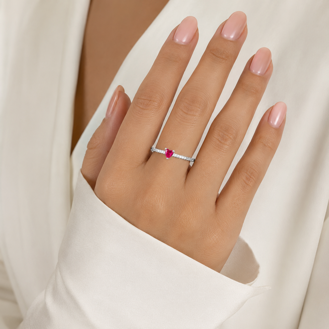 Anillo Corazon Fiusha Plata Ley 925