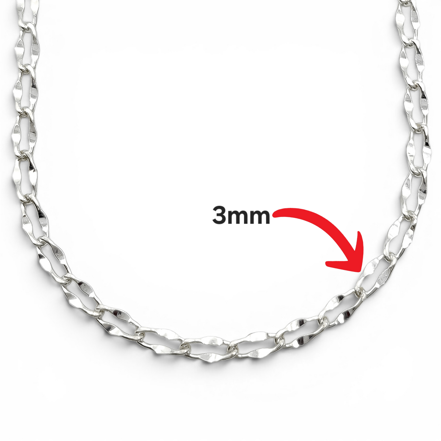 Cadena Grano Cafe 3mm Plata Ley 925