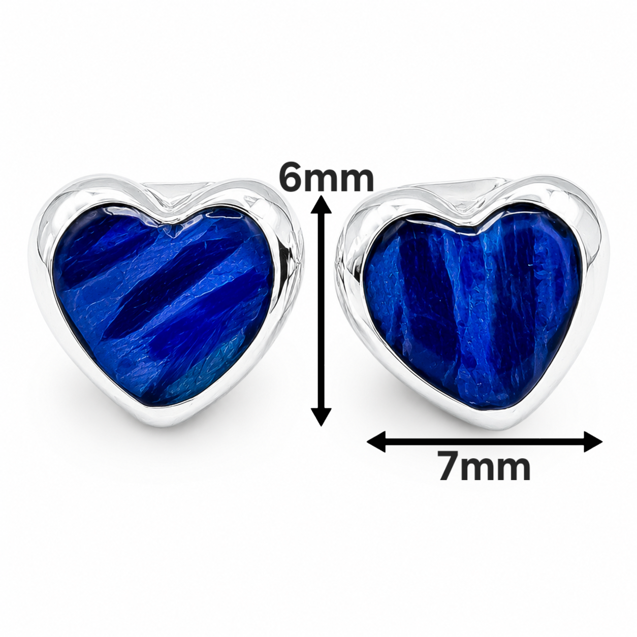 Arete Corazon Azul Marino Plata Ley 925