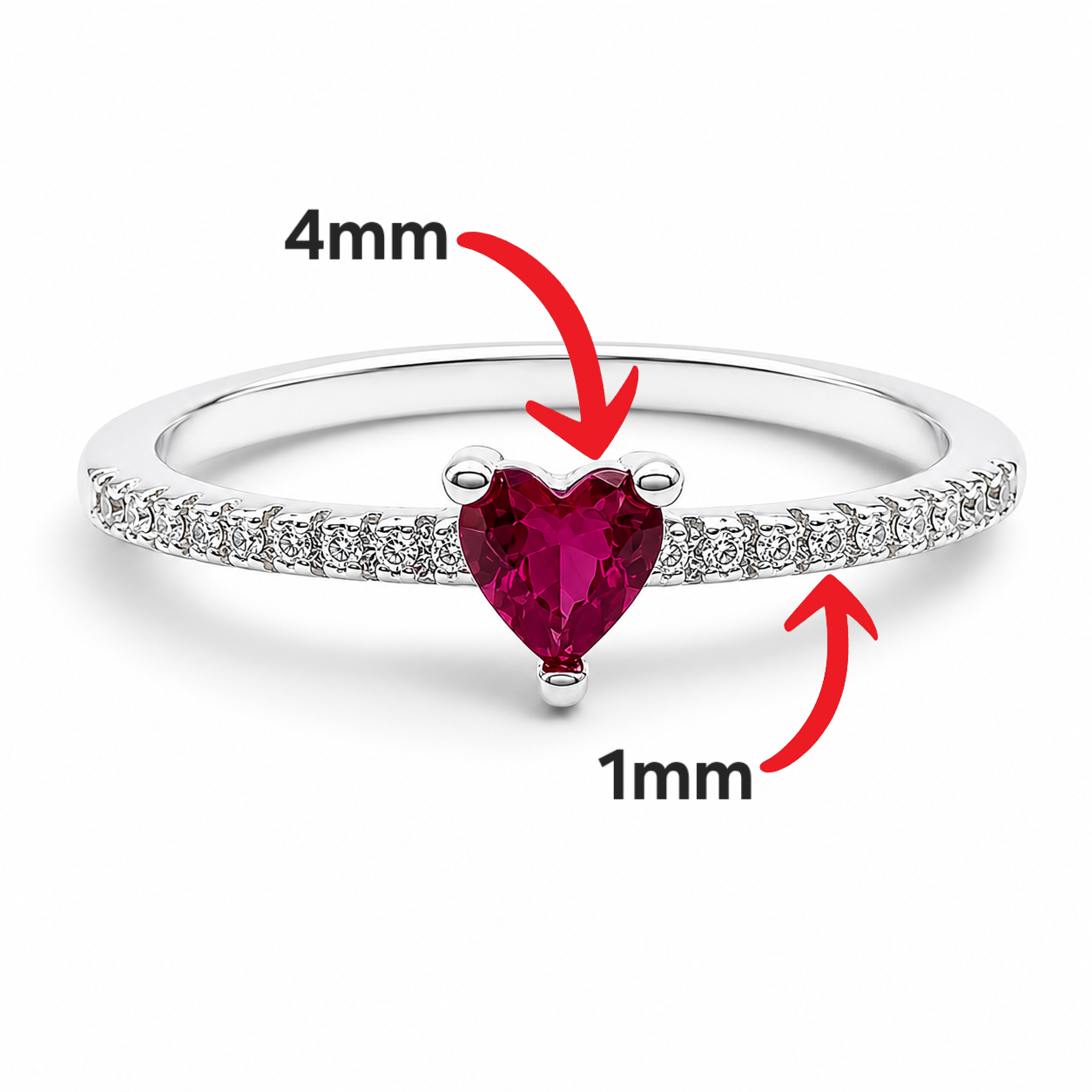 Anillo Corazon Fiusha Plata Ley 925