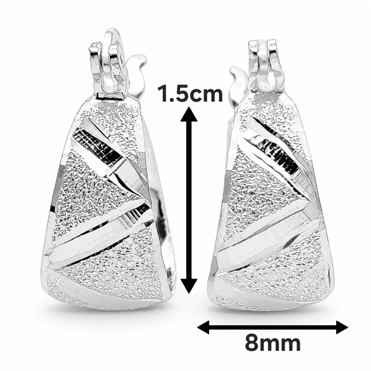 Arracada Ancha Diamantada Plata Ley 925
