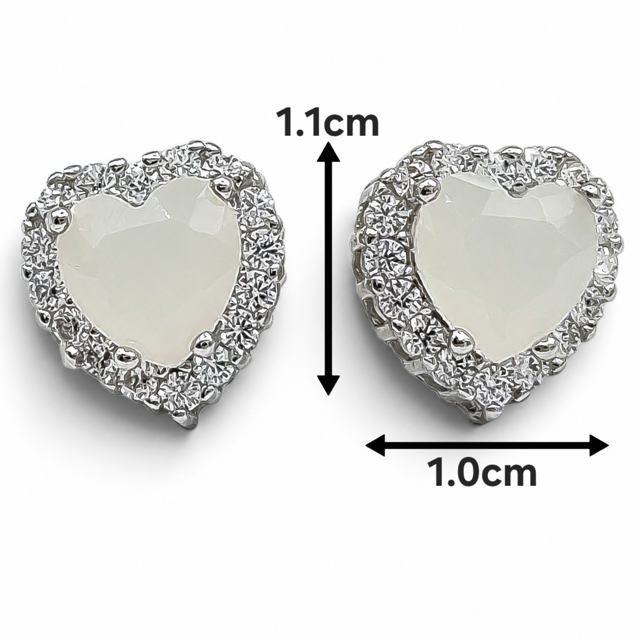 Arete Corazon Blanco Plata Ley 925