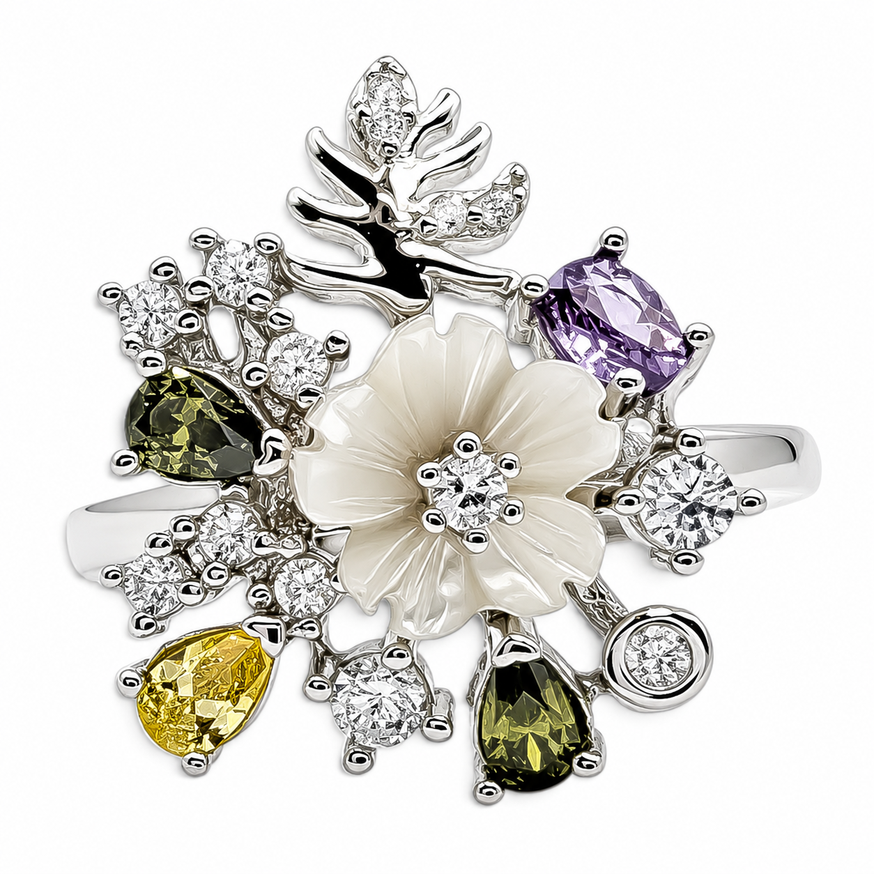 Set Flor Zirconia Plata Ley 925