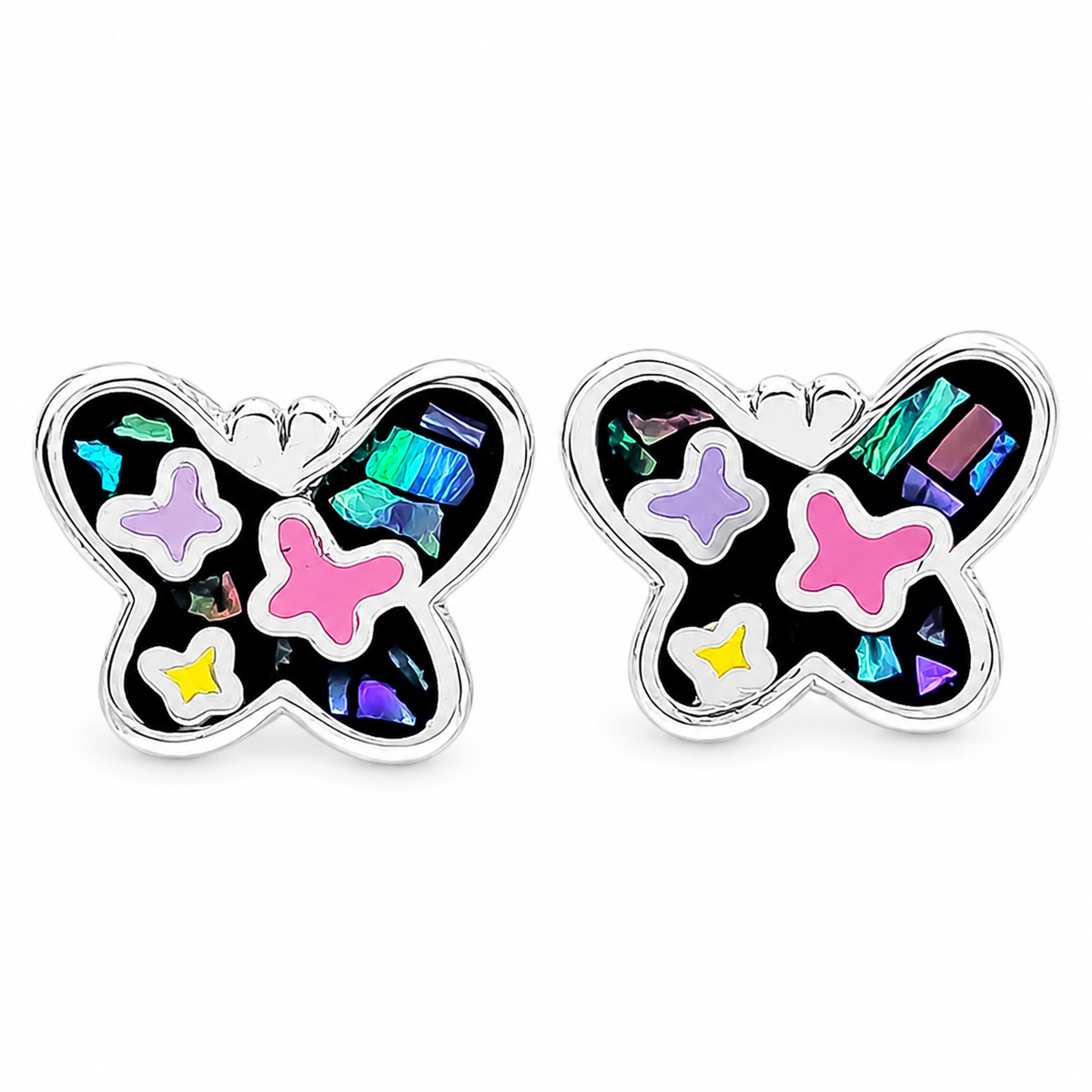 Set Mariposa Negro Plata Ley 925