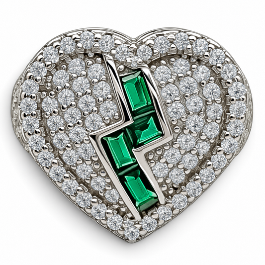 Anillo Corazon Verde Plata Ley 925