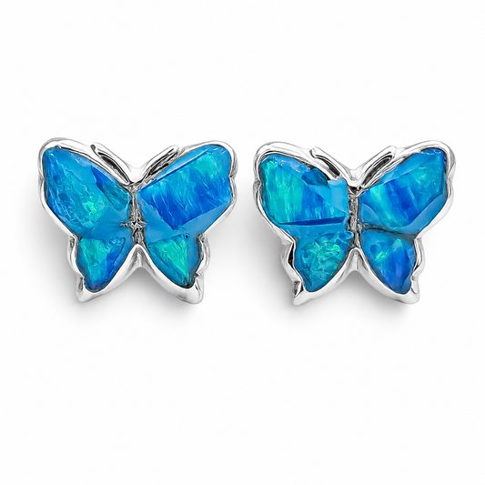 Arete Mariposa Azul Plata Ley 925