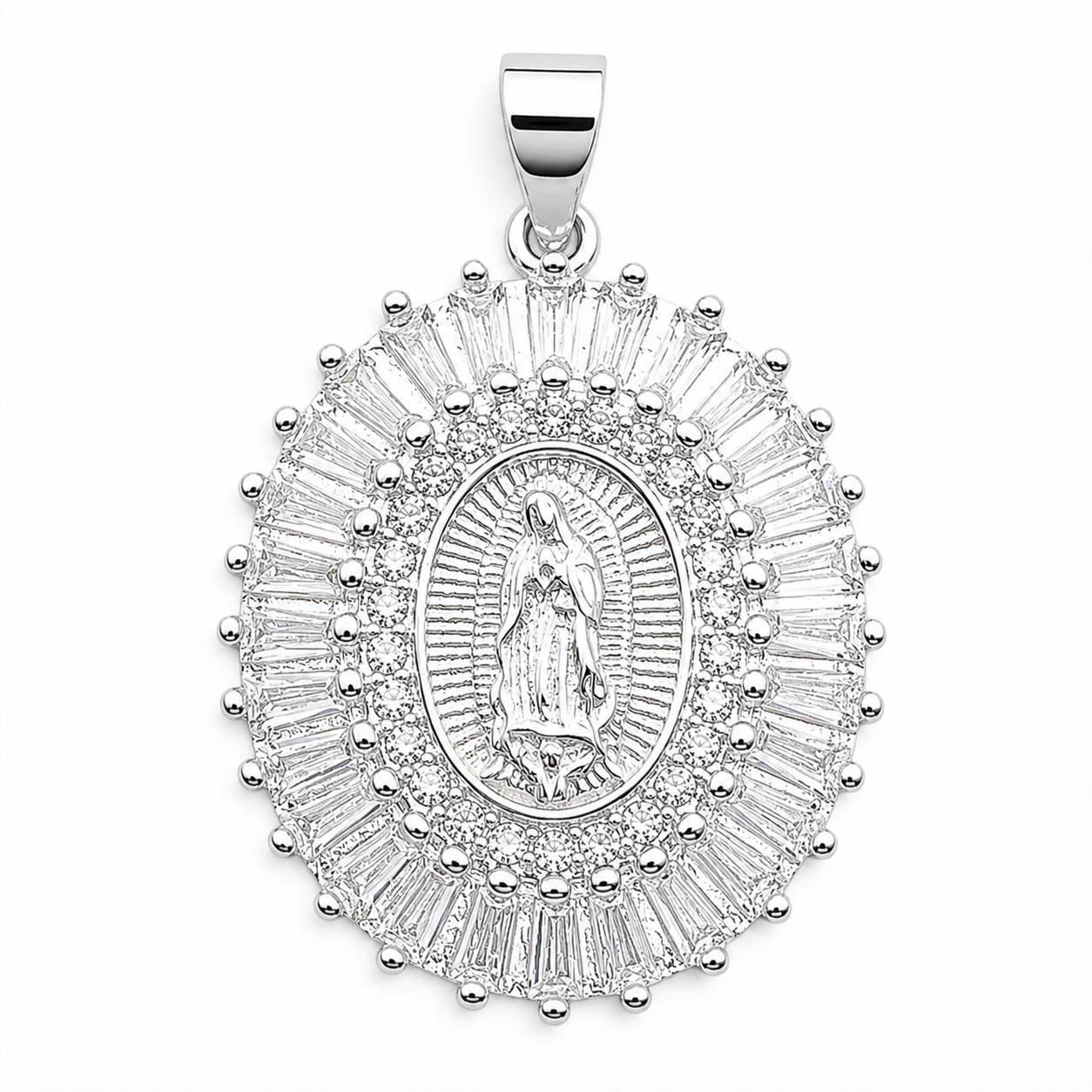 Dije Virgen Zirconia Grande Plata Ley 925