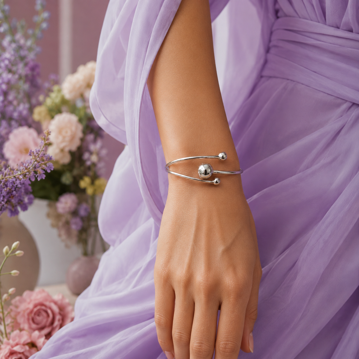 Brazalete 3 Bolitas Plata Ley 925