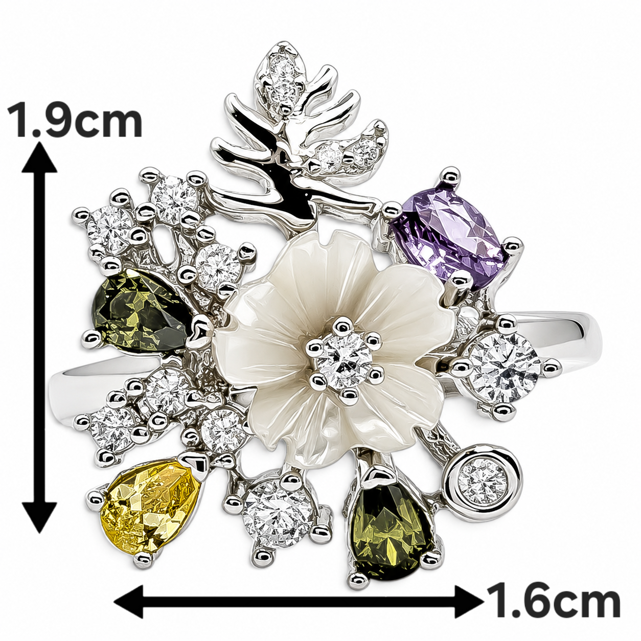 Set Flor Zirconia Plata Ley 925