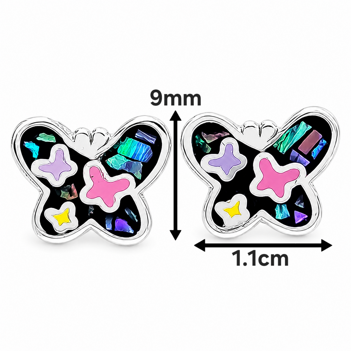 Set Mariposa Negro Plata Ley 925
