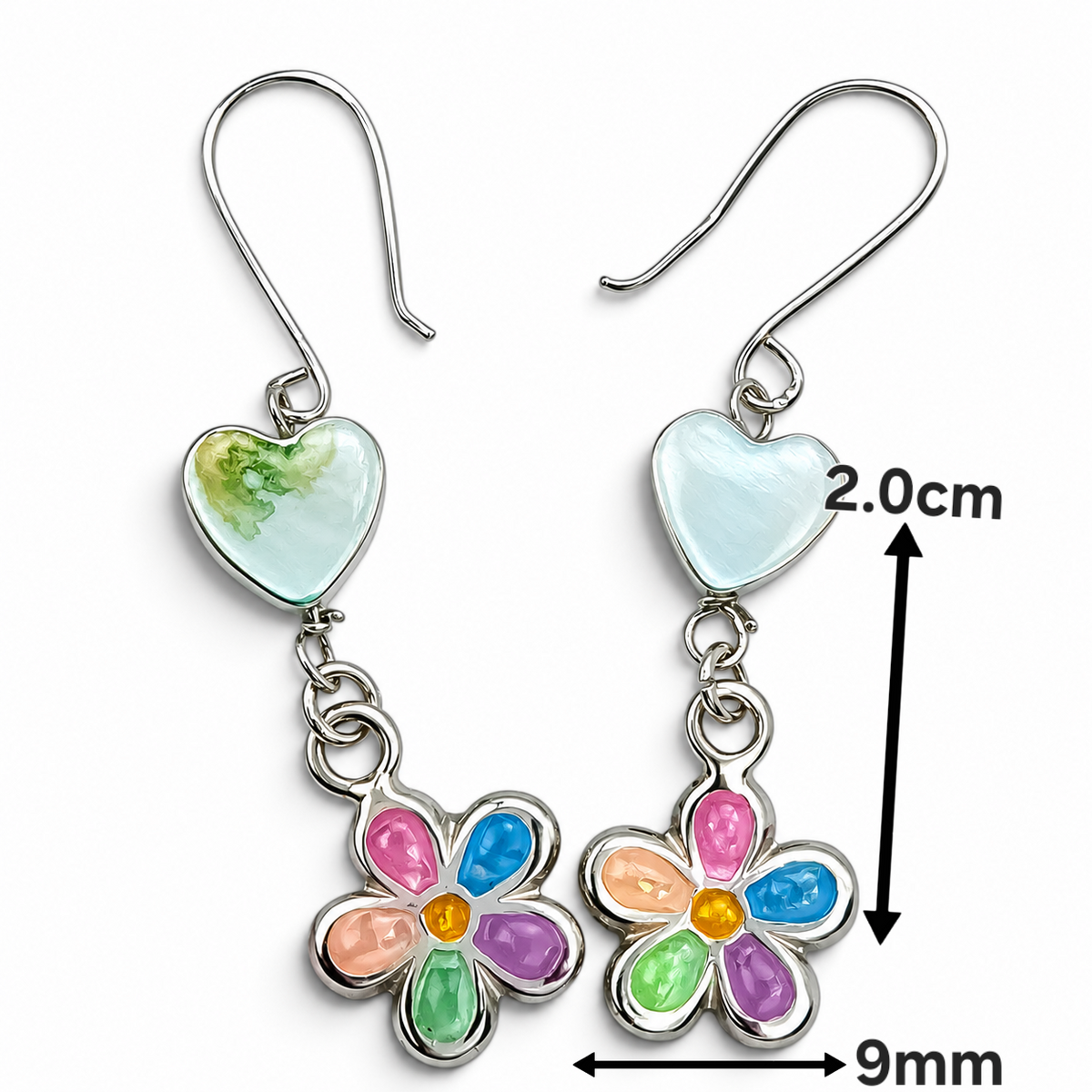 Arete Flor Multicolor Plata Ley 925