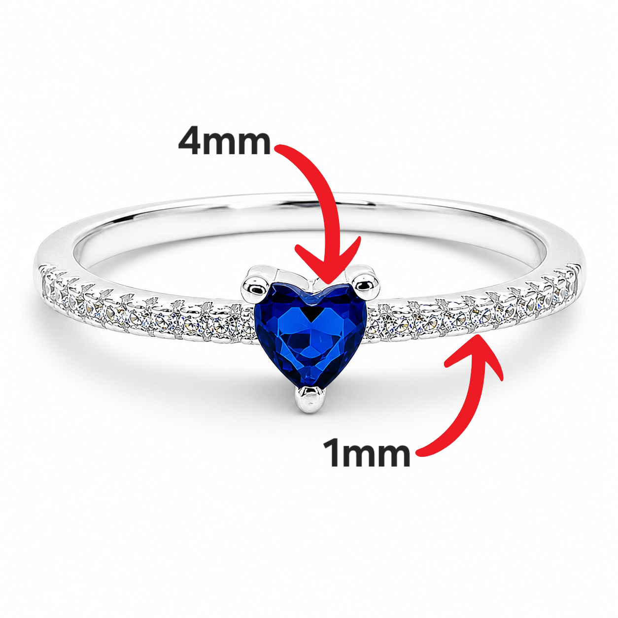 Anillo Corazon Azul Plata Ley 925
