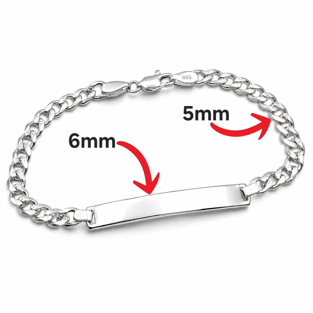 Esclava Cubana Diamantada 5mm Plata Ley 925