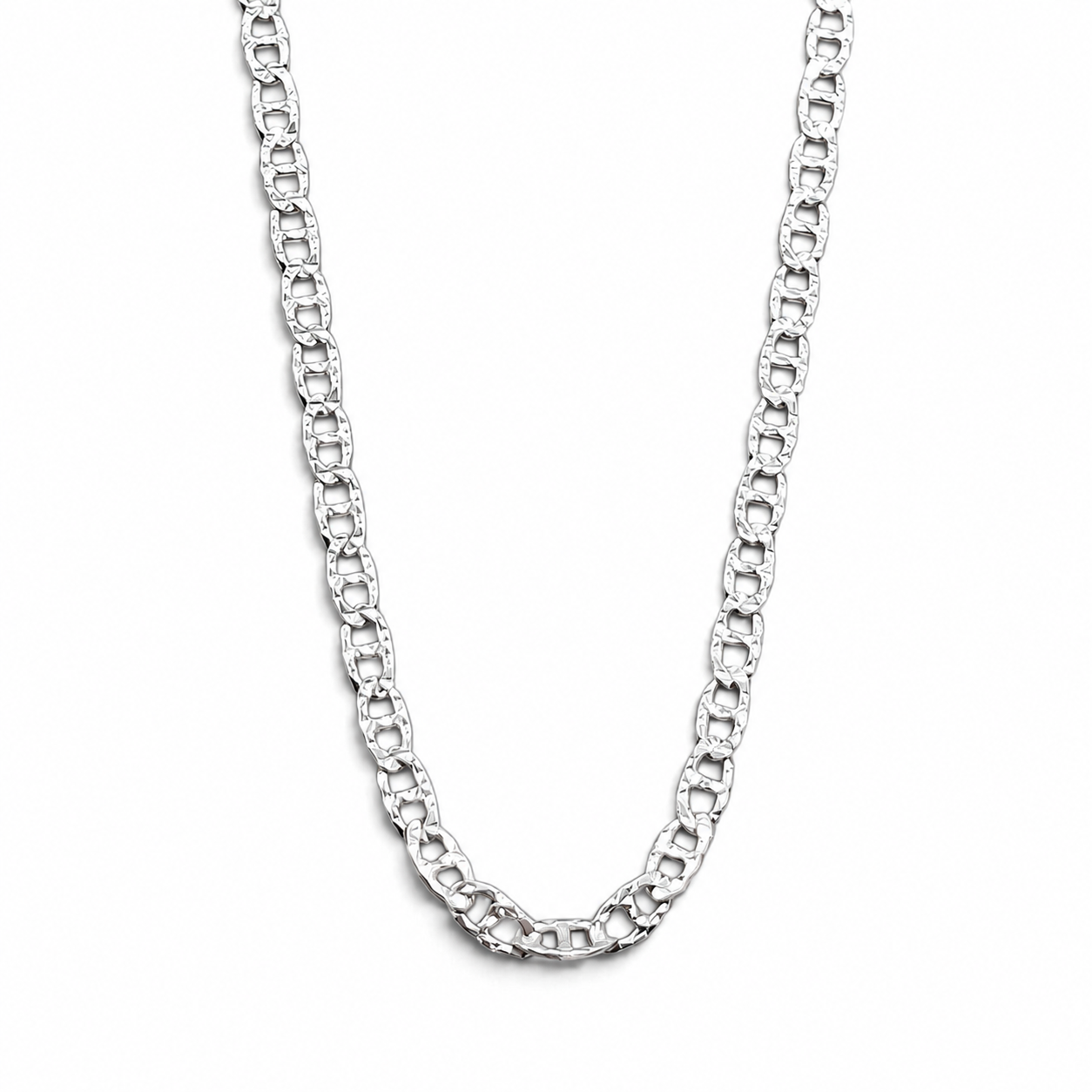 Cadena Escalera Diamantada 1mm Plata Ley 925