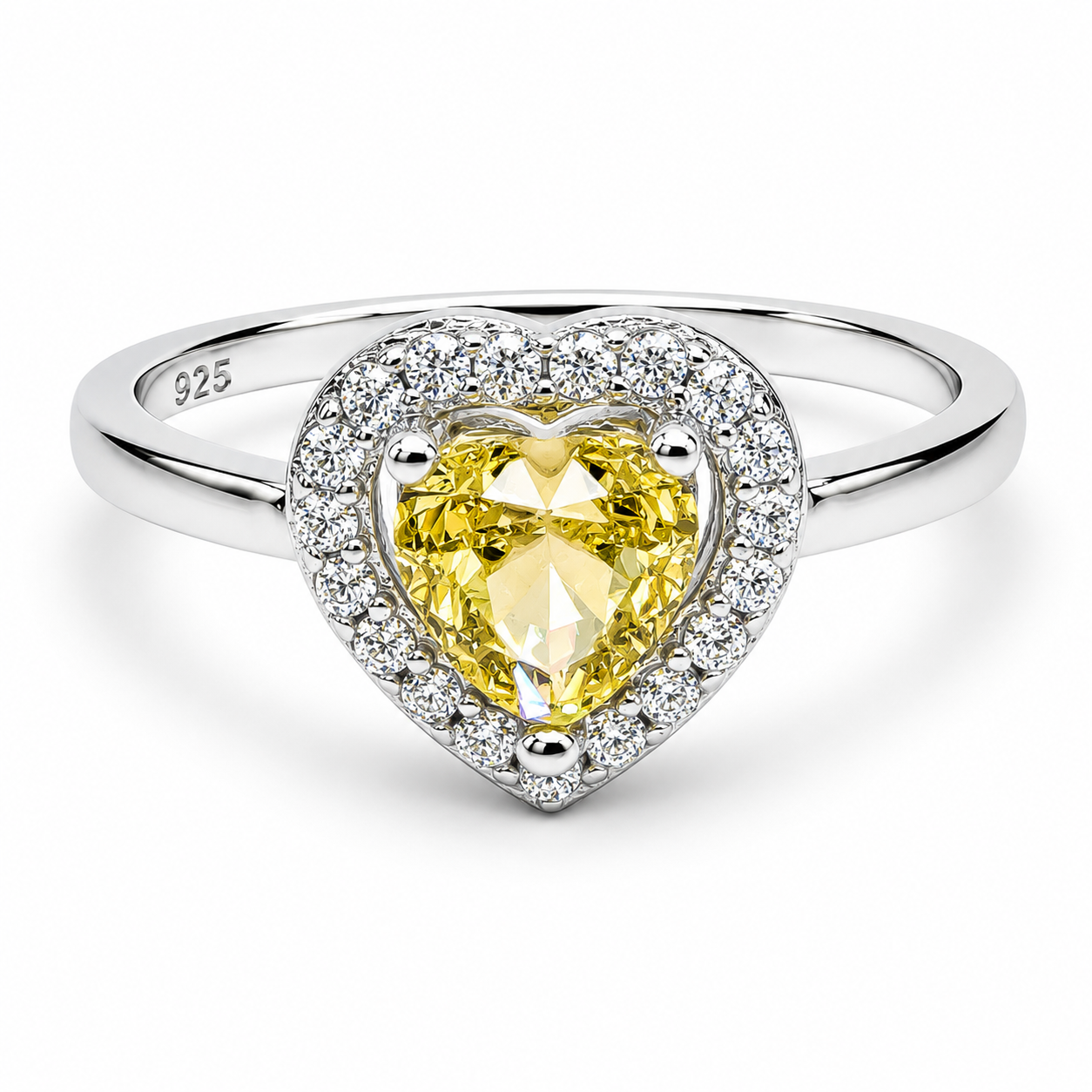 Anillo Corazon Liso Amarillo Plata Ley 925