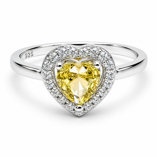 Anillo Corazon Liso Amarillo Plata Ley 925