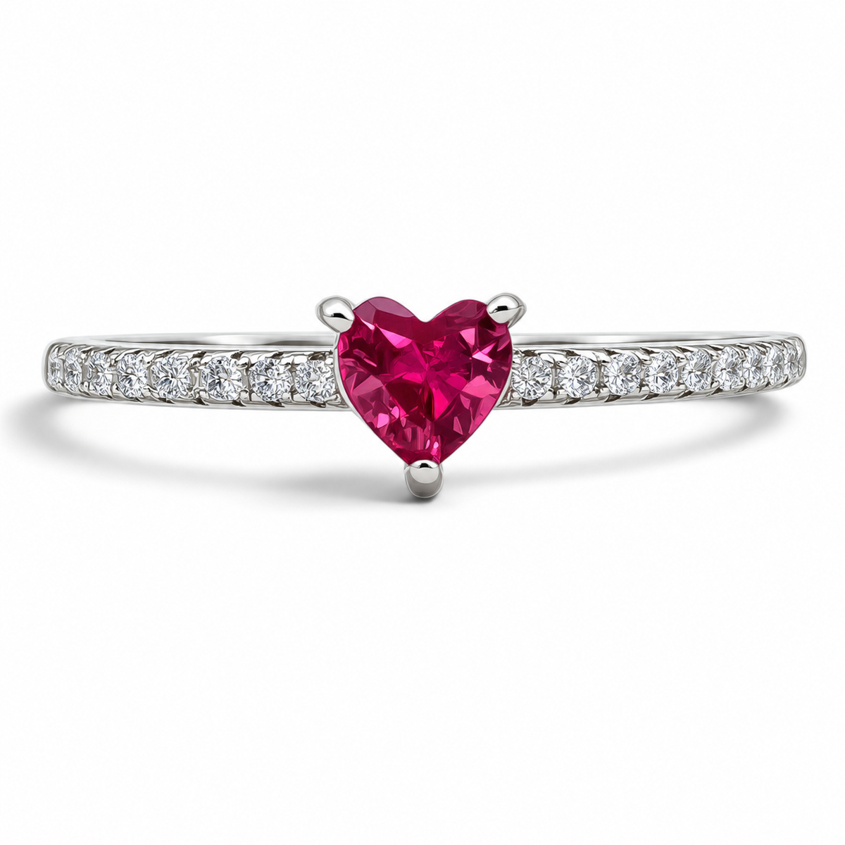 Anillo Corazon Rojo Plata Ley 925