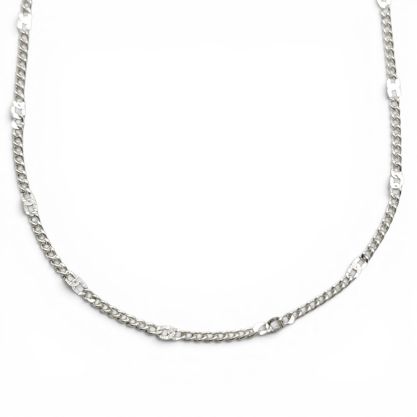 Cadena Remache Cubana 1mm Plata Ley 925