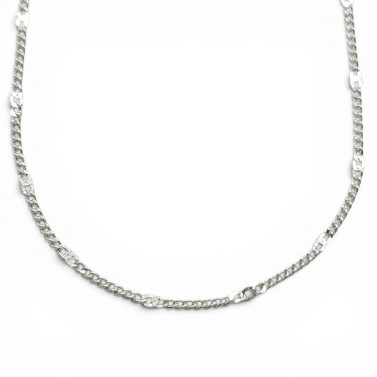 Cadena Remache Cubana 1mm Plata Ley 925