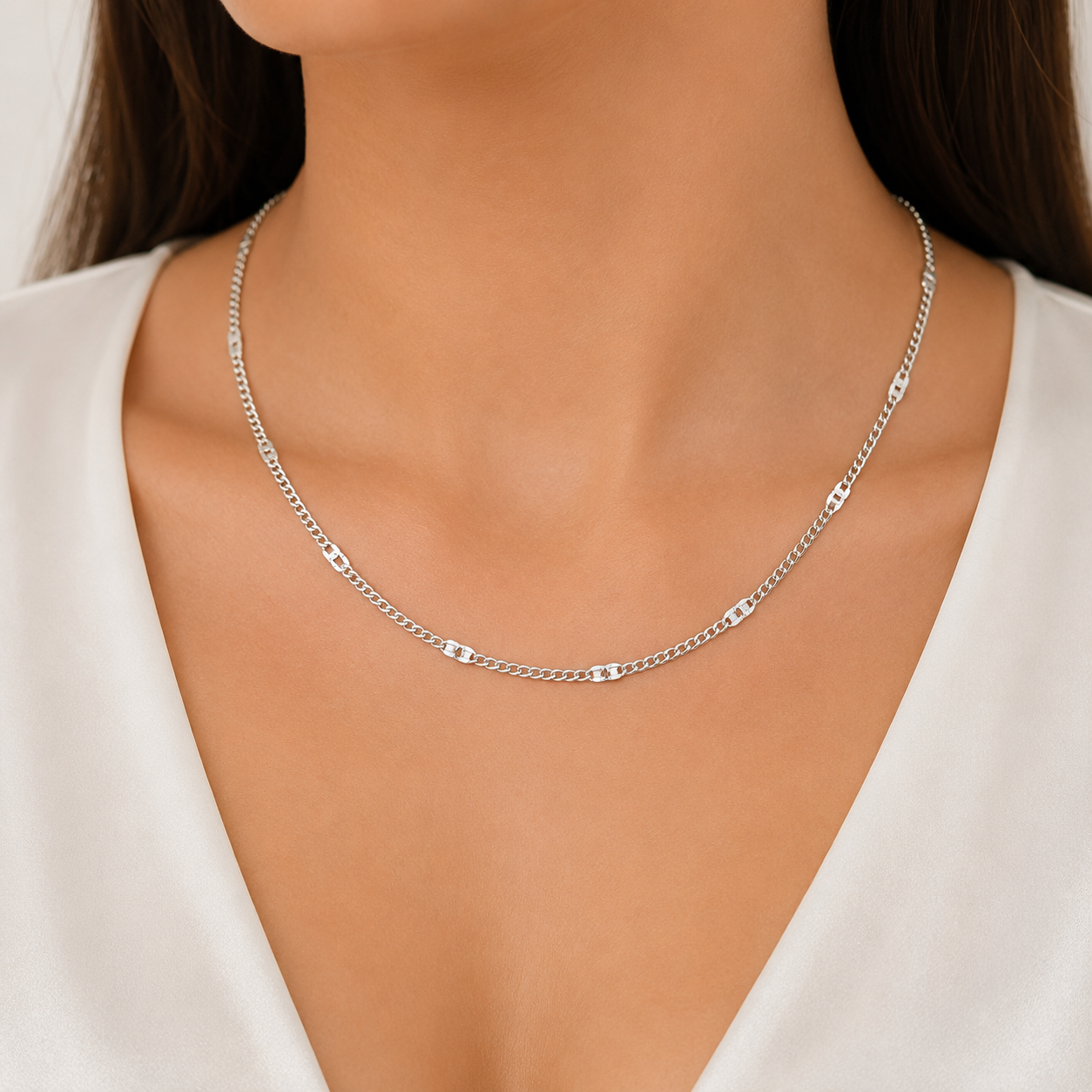 Cadena Remache Cubana 1mm Plata Ley 925