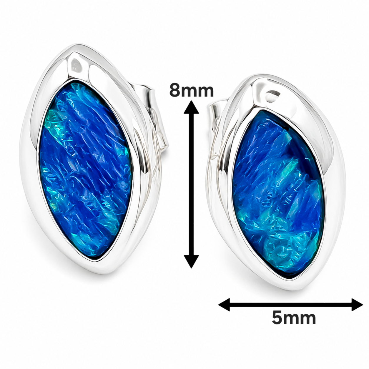 Arete Semilla Azul Plata Ley 925