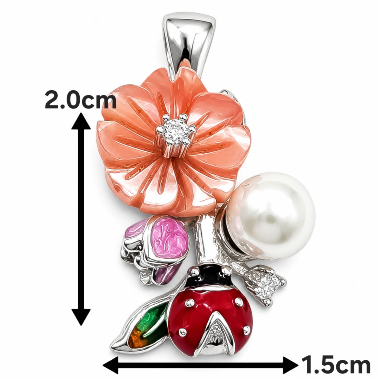 Set Flor Rosa Catarina Plata Ley 925