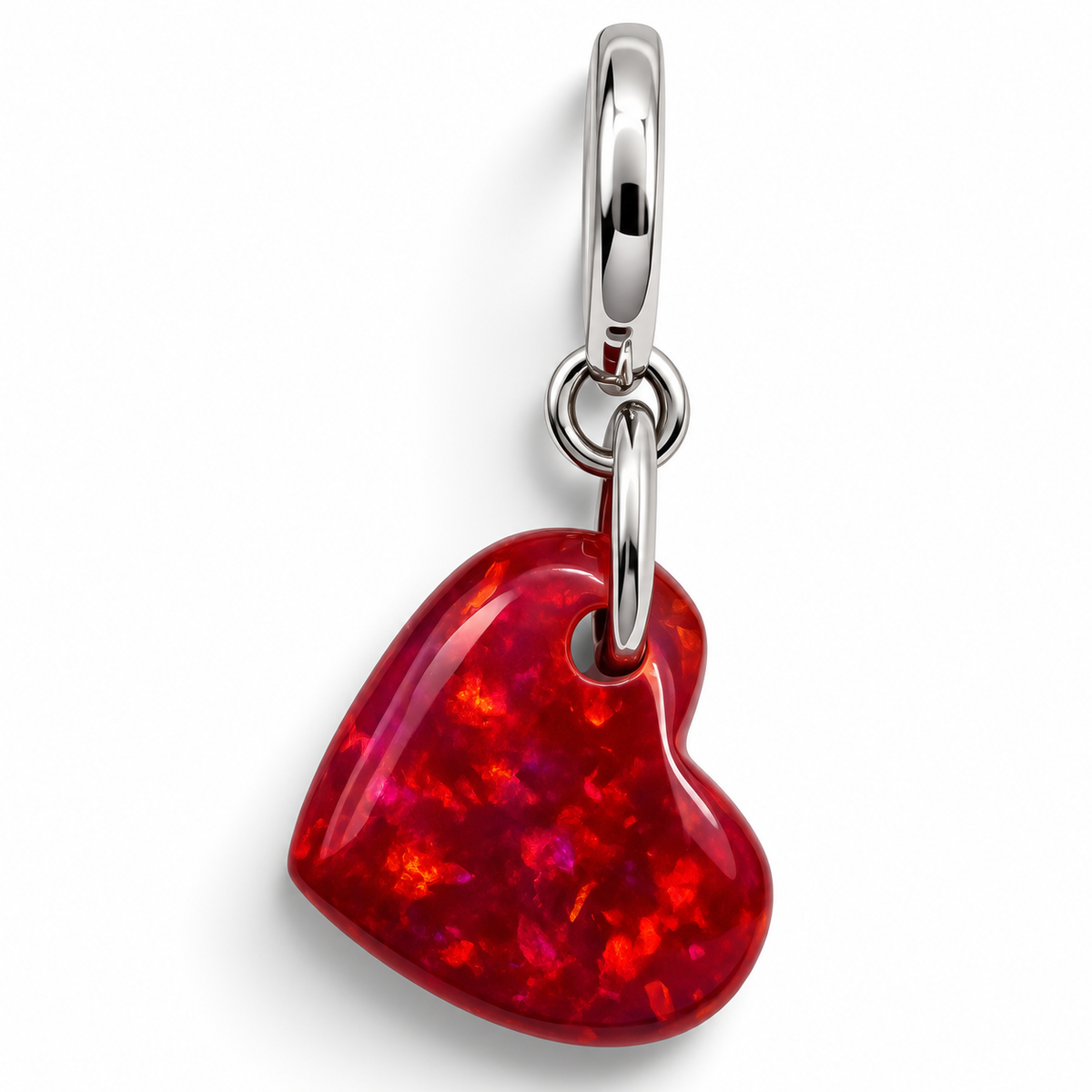 Charm Corazon Rojo Plata Ley 925