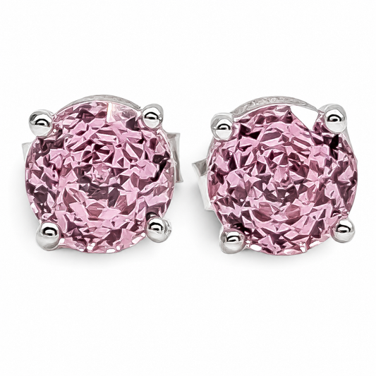 Arete Rosa Zirconia Plata Ley 925