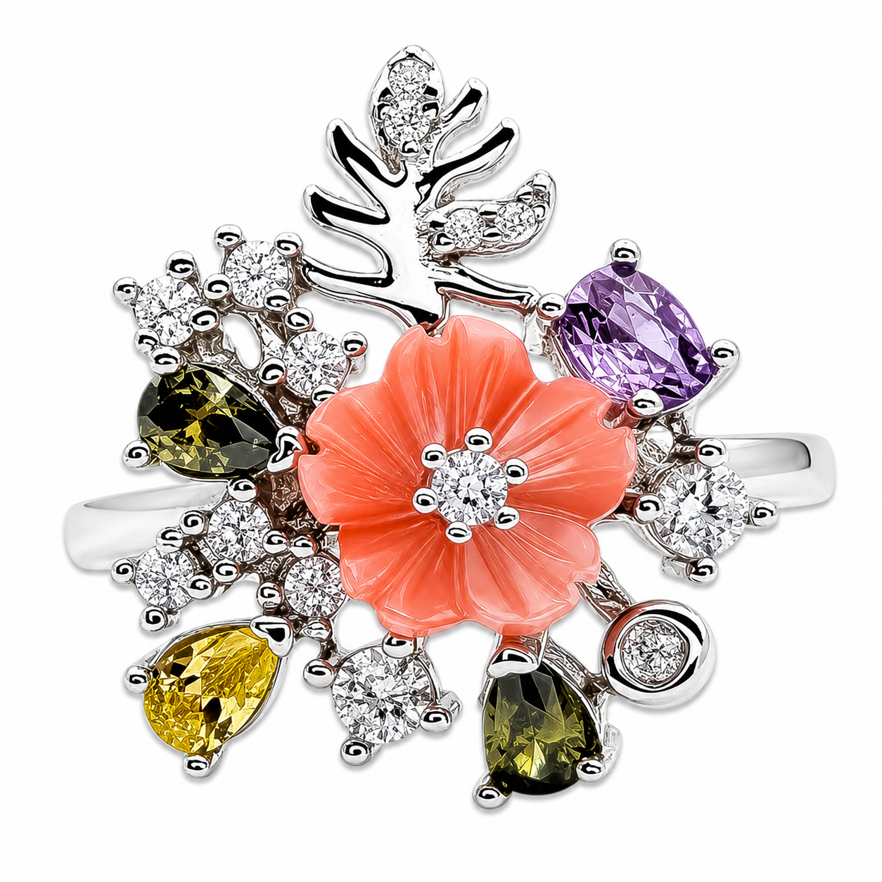 Set Flor Rosa Chica Plata Ley 925