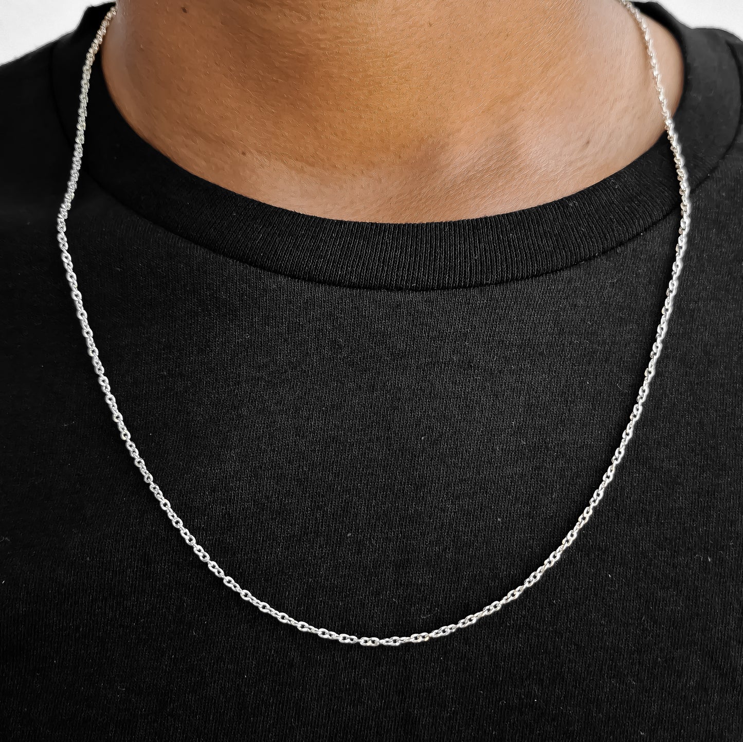 Cadena Argollas 1mm Plata Ley 925