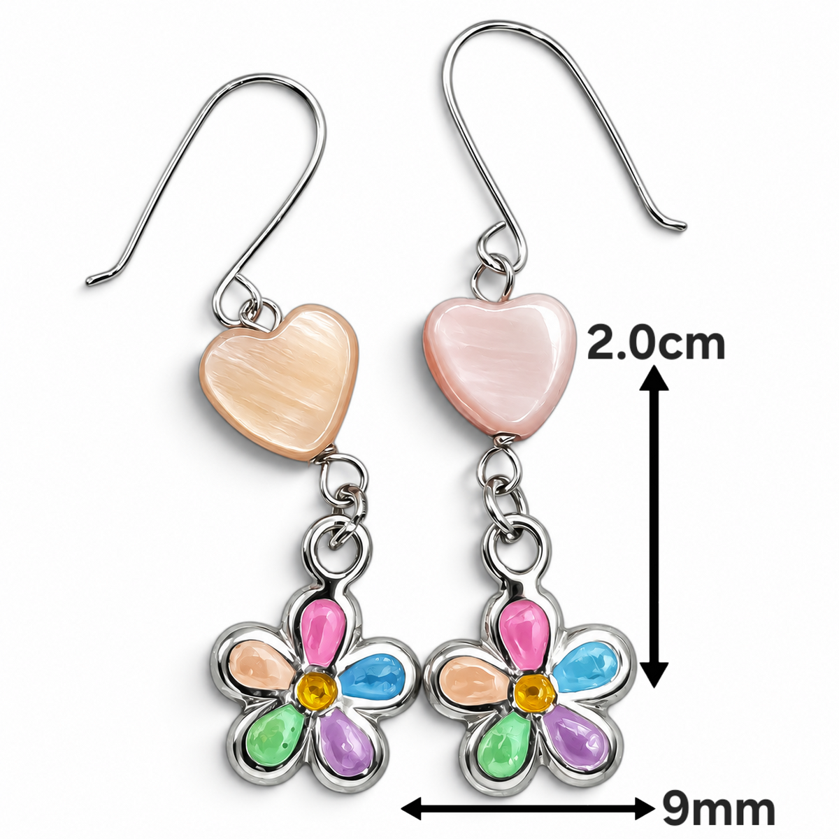 Arete Flor Multicolor Plata Ley 925
