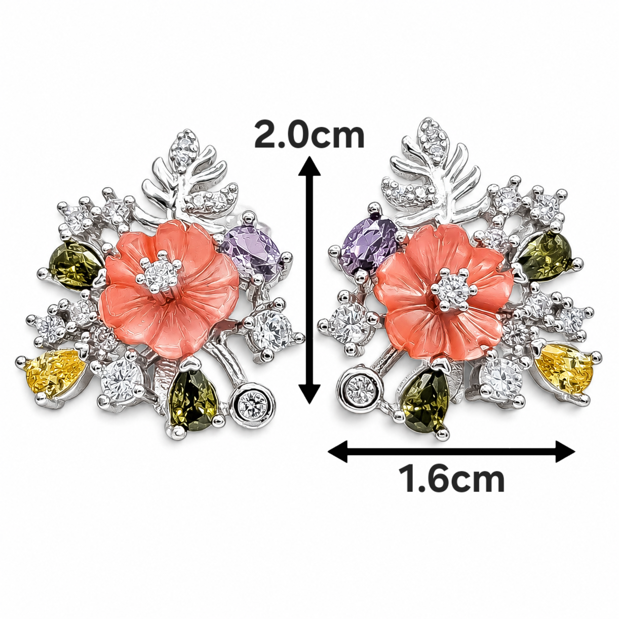 Set Flor Rosa Chica Plata Ley 925