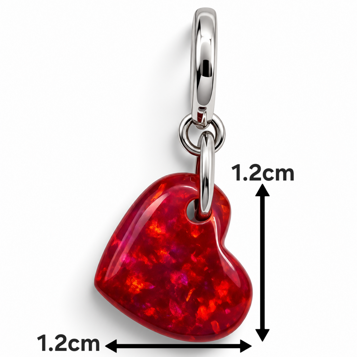 Charm Corazon Rojo Plata Ley 925