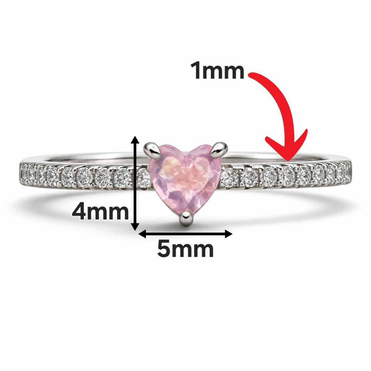 Anillo Corazon Opalo Plata Ley 925