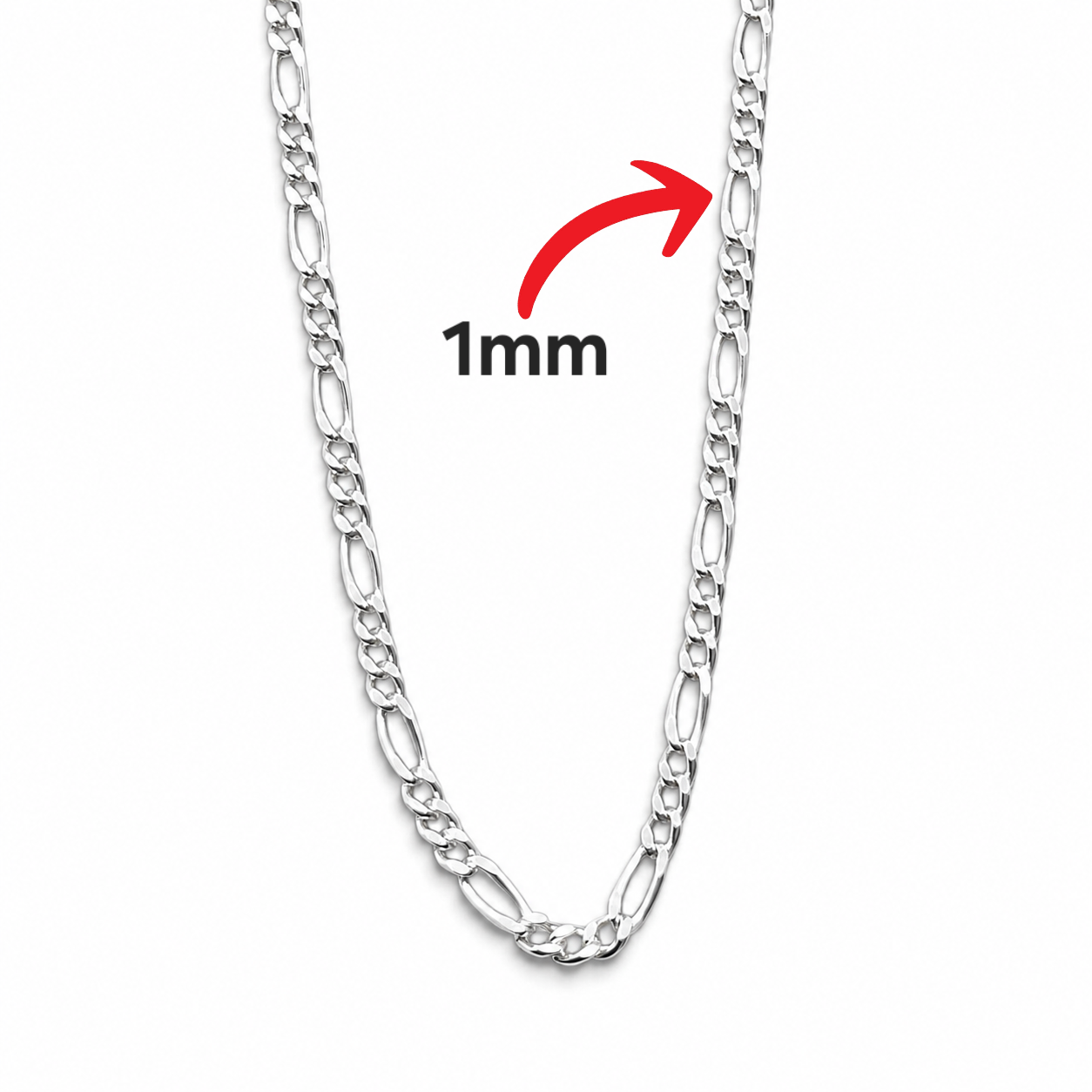 Cadena Figaro Lisa 1mm Plata Ley 925